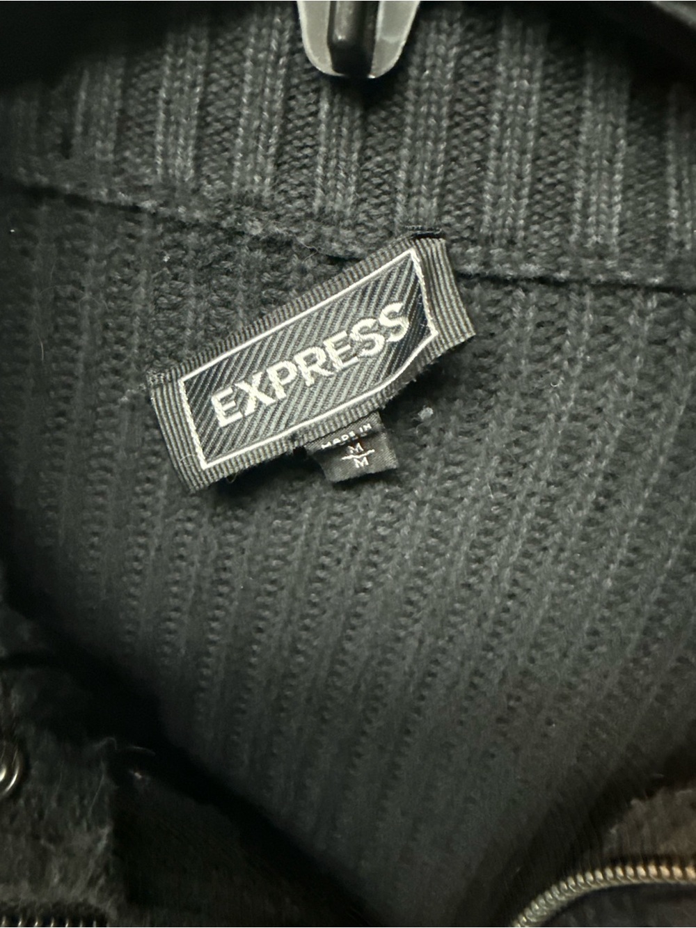 Express Black Ribbed Knit Cardigan - Picture 3 of 5